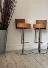 Poltrona Frau Rare Iconic Designer Bar Stools By Claudio Silverstrin X 2 In VGC