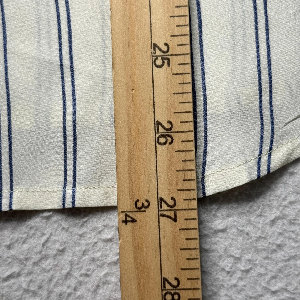 Lauren Ralph Lauren Shirt Womens 12 White Blue Striped 100% Silk Button Down - Image 4 of 4