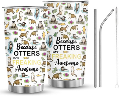 Otter Geschenk Trinkflasche Becher Mit 2 Strohhalm Und Strohhalmbürste, Robuste 