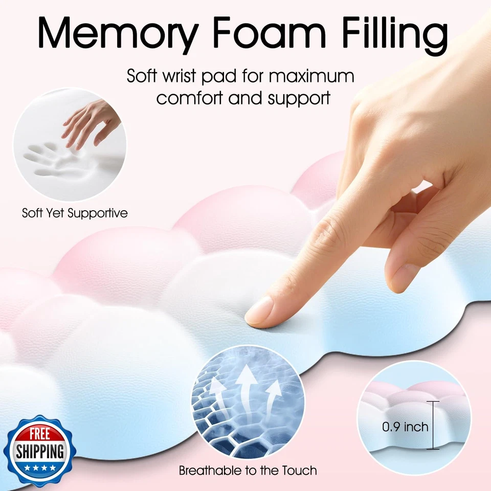 Sushret Cloud Wrist Rest for Computer Keyboard, 4-in-1 Memory Foa - Image 4 of 4