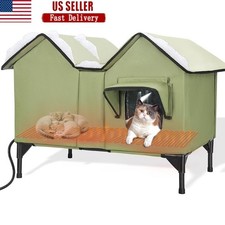 Heated Outdoor Cat House Insulated Shelter Feral Cats Waterproof Cozy Warmth New
