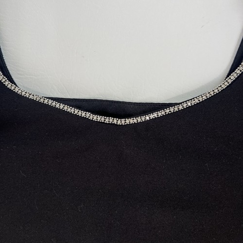 Nicole Miller Very Black Tank With Faux Diamonds Neckline Strech NWT Size S - Picture 6 of 11