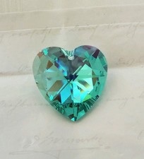Vintage Swarovski 28mm Heart Pendant Prism Antique Green Blue AB 1pc Rare