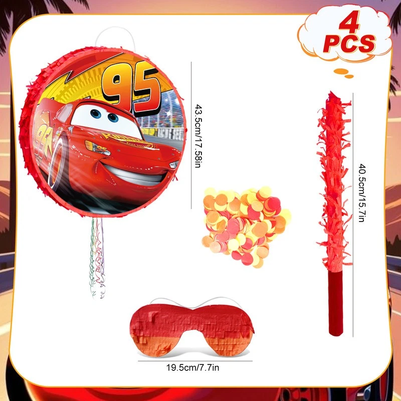 Lightning McQueen Pinata,4Pcs Lightning McQueen Round Pinata Cars Themed Pinata - Image 2 of 4