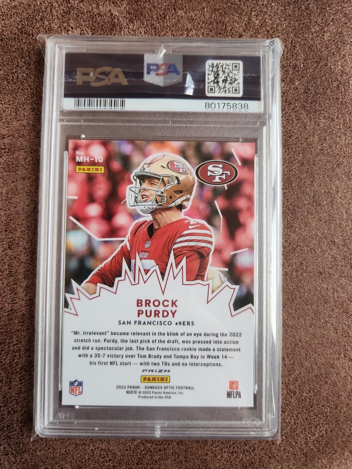 Panini 2022 Donruss Optic My House Brock Purdy MH-10 Holo RC Prizm PSA 10 49ers 