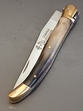 ANCIEN COUTEAU LAGUIOLE, ROSSIGNOL, THIERS, XXème, manche corne, guilloché.