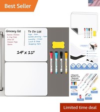 2 PCS Magnetic Dry Erase Whiteboard for Fridge, 14"x11" Reuasble Erasable W...