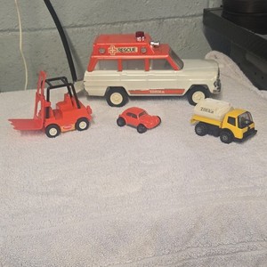 Tonka Diecast Vehicle Lot Rescue Forklift Car Truck Red White Yellow Black
