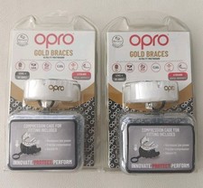 2 Opro gold level 4 Braces Mouth Guard MMA Boxing Rugy Football Teens Adults NEW
