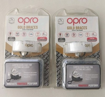 2 Opro gold level 4 Braces Mouth Guard MMA Boxing Rugy Football Teens Adults NEW
