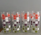 Anchor Hocking Color Block 14 Oz Tumbler Glasses Vintage Set Of 4 1970s