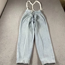 Vintage 70s Womens Pleated Jeans Suspender High Waist Fits 26x28 USA RARE *Read