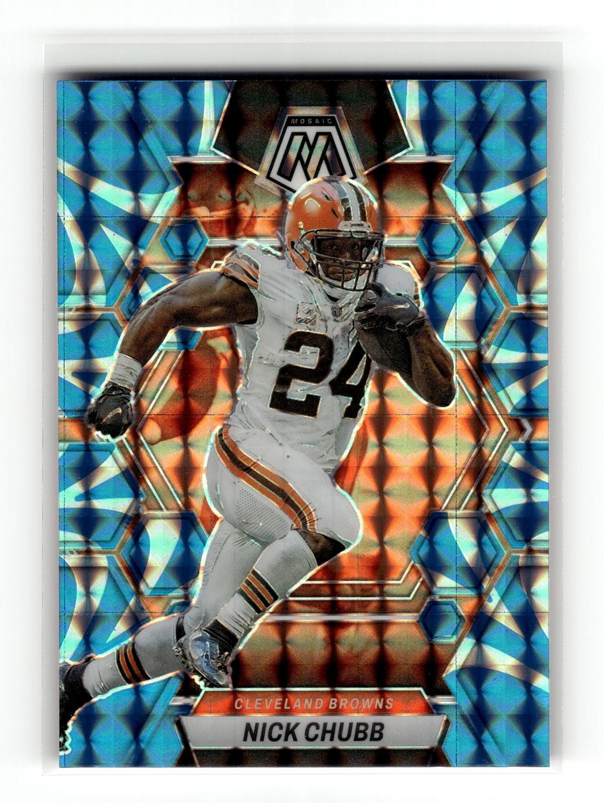 Nick Chubb 2023 Panini Mosaic #49 Cleveland Browns Reactive Blue Mosaic