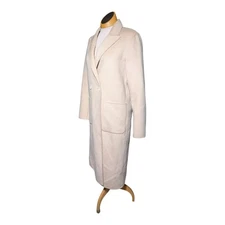Zara Beige Soft Wool Blend Unlined Double-Breasted Single Button Overcoat Sz XS