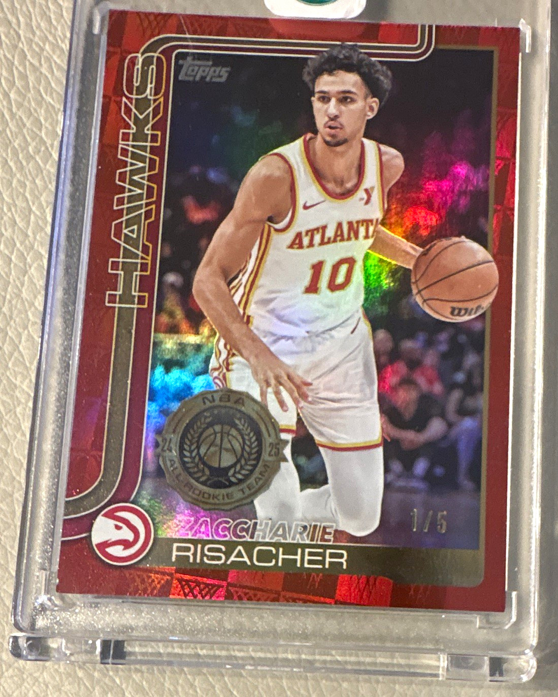 Topps Flagship Zaccharie Risacher #62 Atlanta Hawks Rookie Serial Numbered /5