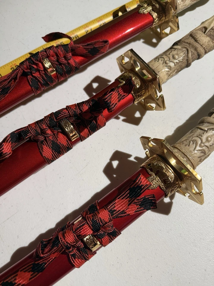 Demon Handle Full Tang Decorative Katana Sword Set with Sheath 3 Piece - Image 2 of 4