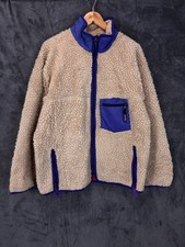 Vintage Patagonia Jacket Men XL Oatmeal Blue Deep Pile Fleece Made USA 23021 Y2K