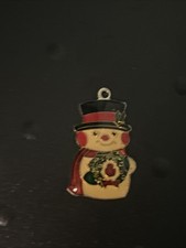 Vintage 1 Inch Christmas Snowman Necklace Pendant Holiday Jewelry