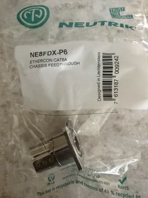 Neutrik NE8FDX-P6 Cat6A Feed Through Panel Connector EtherCon