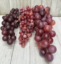 Vtg Artificial Faux Fake Food Prop Fruit Grapes Home Kitchen Decor Display Set 3