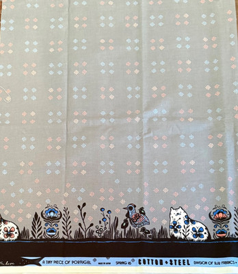NEW Cotton + Steel From Porto With Love Cats Border Print Sara Watts 1 yd x 44''