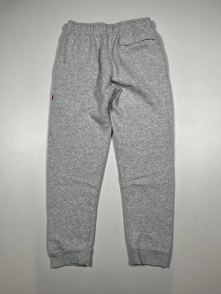 Nike Pants Youth Large Gray Fleece Sweatpants Joggers Red Swoosh Logo Cuffed - Image 2 of 4