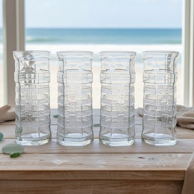 Red Lobster Lighthouse Glass Tumblers, Set of 4, Libbey Glassware, Tableware