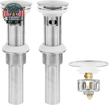 Bathroom Sink Drain,2 Pack Drain Stopper with Overflow,Pop up Drain Assembly wit