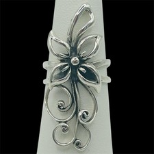 Vintage Solid Sterling Silver 925 Statement Bold Flower Ring Boho Size 7