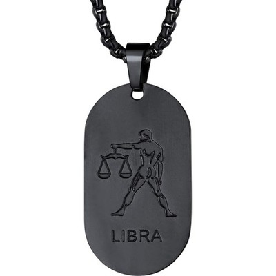 Schwarze Sternzeichen Halskette für Herren - Punk Dog Tag Anhänger