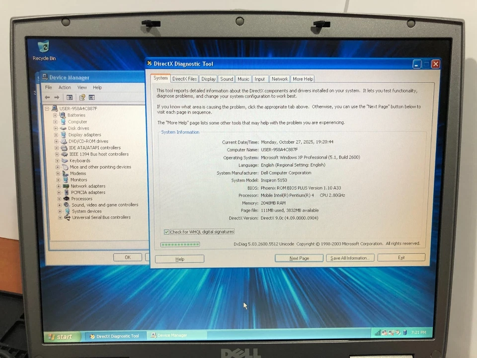 Laptop Dell Inspiron 5150 Retro Gaming XP - 2,80 GHz P4, 2 GB de RAM, Nvidia FX Foto 4 de 4