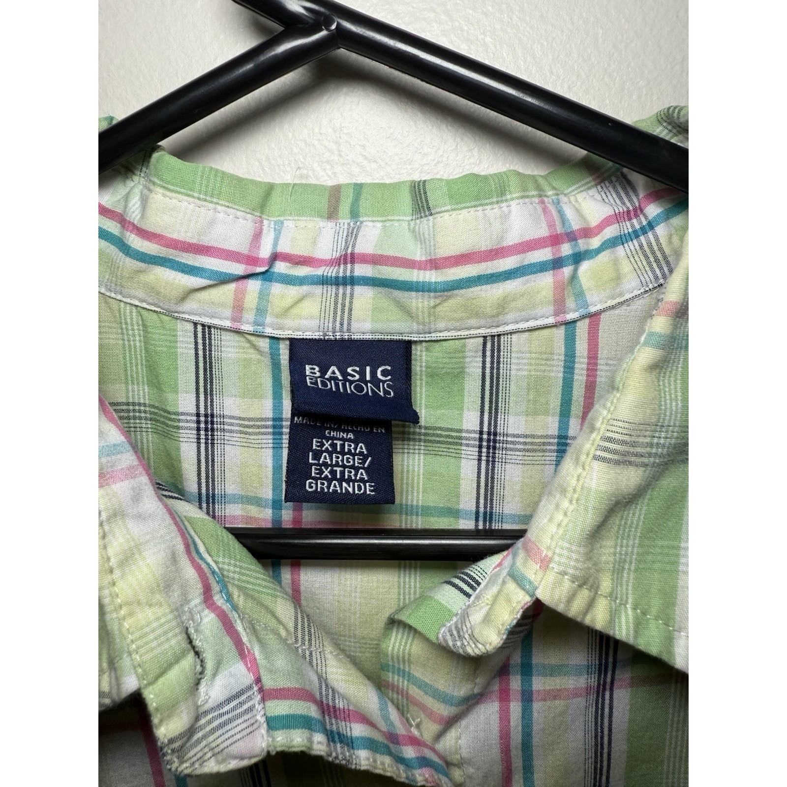 Basic Editions Women's XL Green Plaid Button Down… - image 3