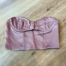 NWT Zara Mauve Brown Satin Bustier Crop Top Corset Sweetheart Neck M