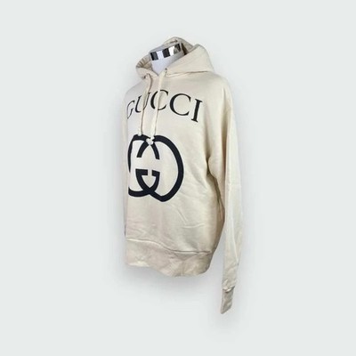 Gucci Hoodie Oversize Interlocking G Off-White Unisex Designer Top Zustand 