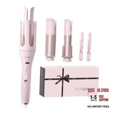 3 in 1 Automatic Curling Iron Hair Curlers with 3 Barrels 1" - Pink