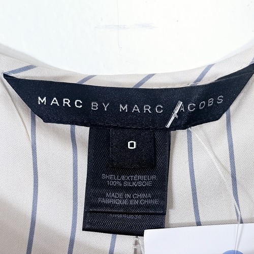 Marc By Marc Jacobs Size 0 100% Silk Ruffle Sleeveless Button Down Stripe Blouse - Picture 3 of 11
