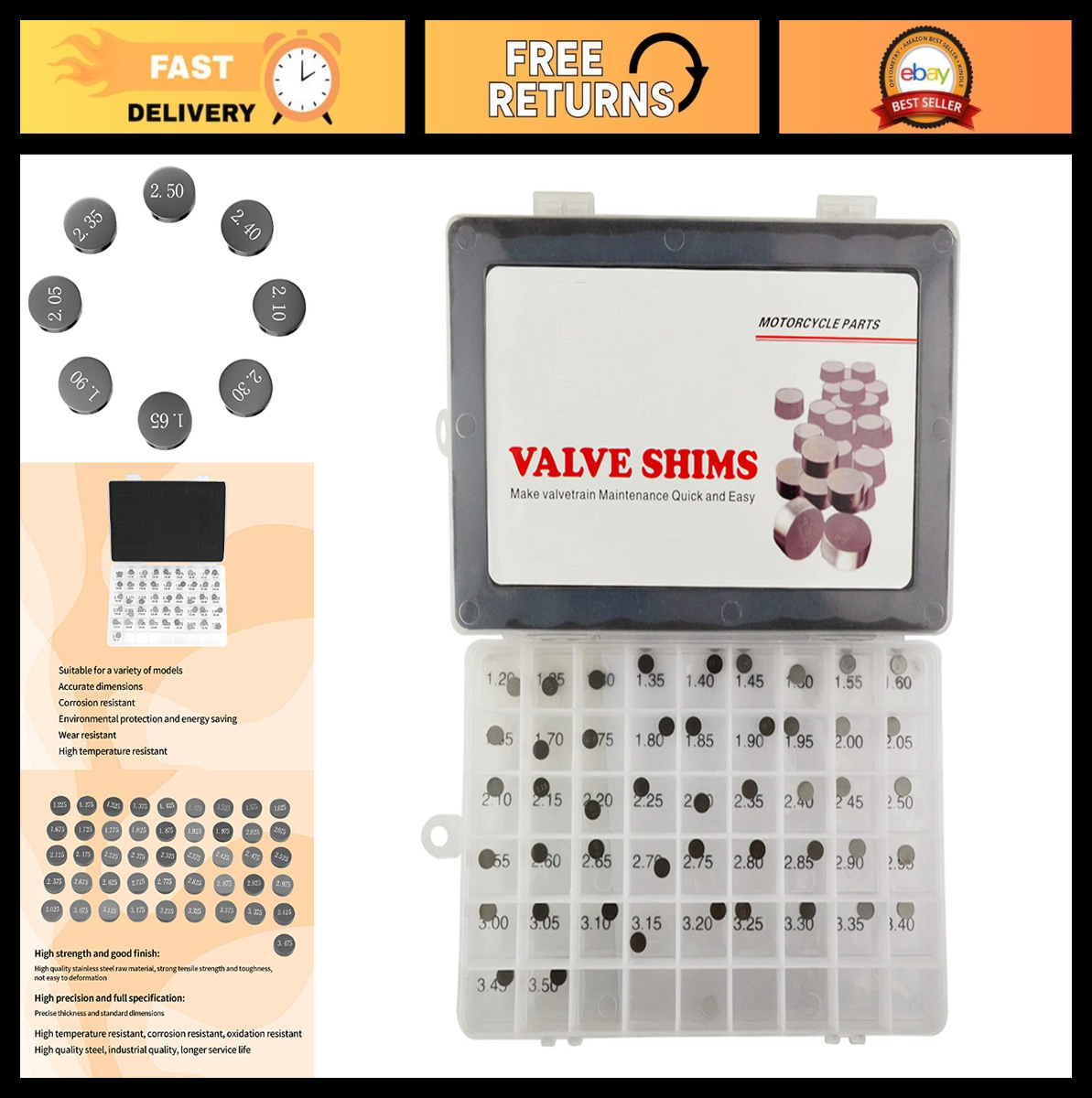 Kim Xu 2点セット Adjustable Valve Shim Kit 7.48mm O.D. 1.20-3.50mm Thick for Yamaha