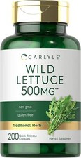 Wild Lettuce Extract 500 Mg Sleep Relax Mood Support High Concentrated, 200 Caps