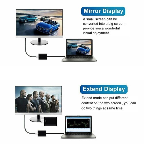 2X 1080P Audio Video Adaptor Cable USB 3.0/2.0/HDMI Converter For PC NEW - Picture 5 of 9