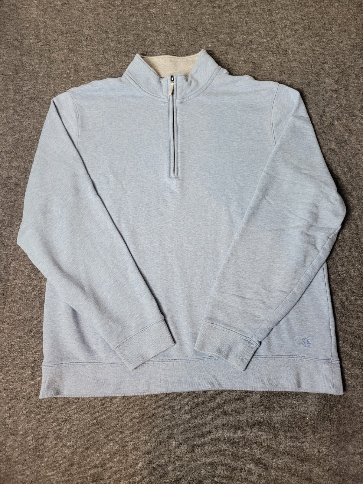 Brooks Brother 1818 Men’s 2XL Quarter Zip  Light Blue Sweater Logo At The Bottom