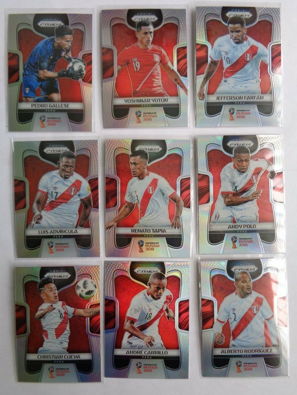 PERU Silver refractors 9 Card Team set  2018 PANINI PRIZM WORLD CUP