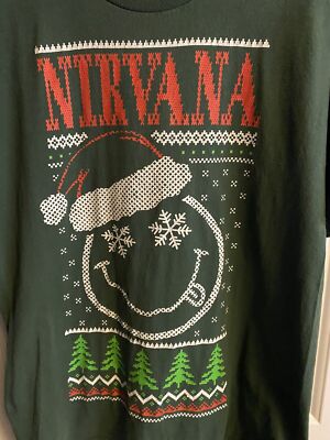 NIRVANA Ugly Christmas T Shirt Green Men Size Kurt Cobain Size S