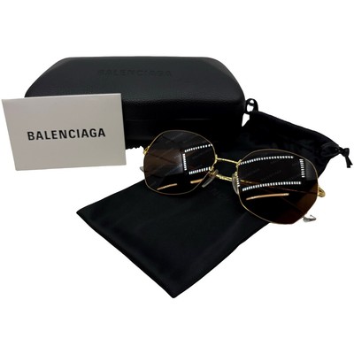 Authentic BALENCIAGA Sunglasses BB0014S Brown Metallic 