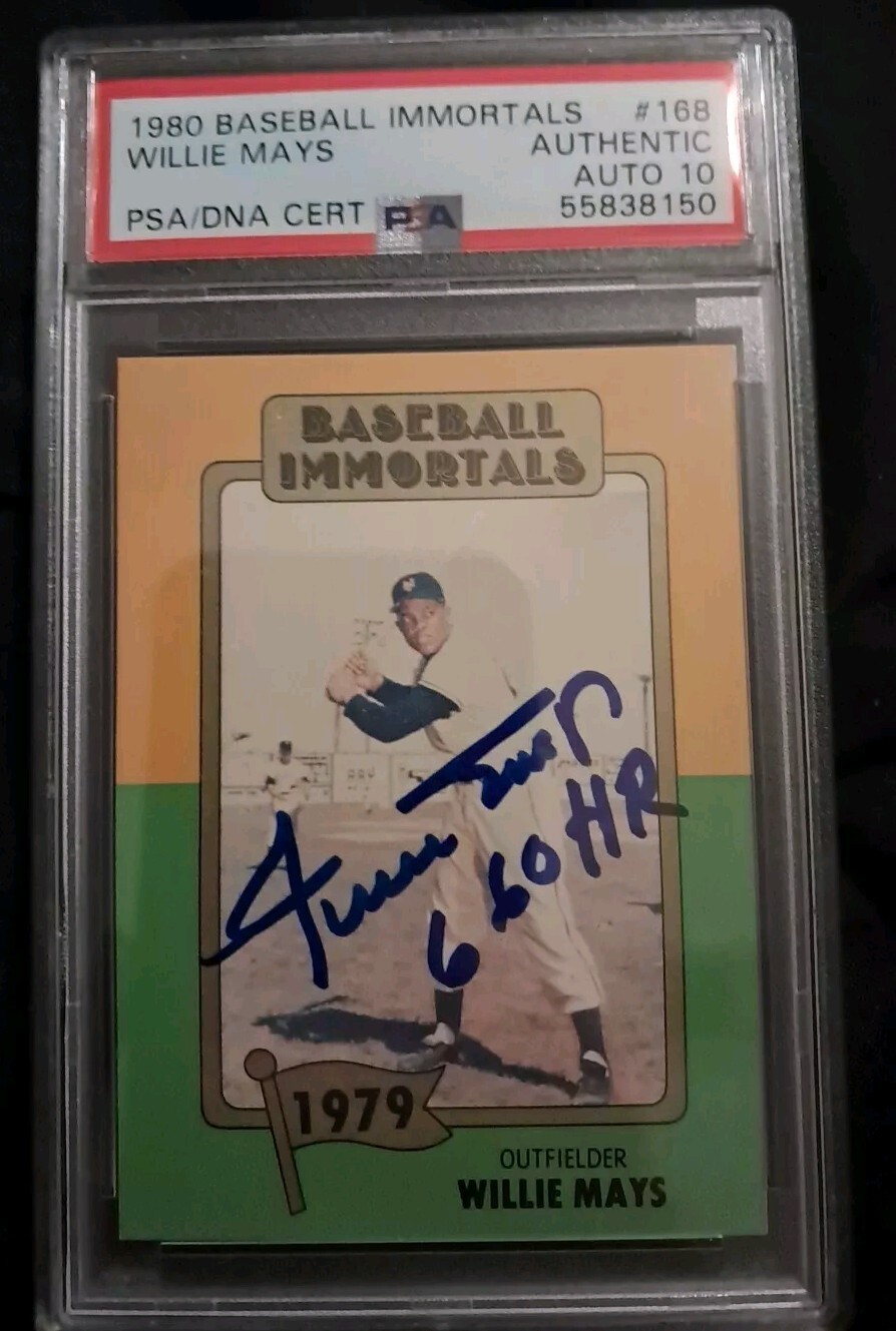 Willie Mays 1980 Baseball Immortals Card #168 Psa/Dna Auto 10 Inscribed 660 HR