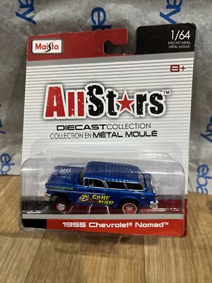 New Maisto - All Stars Die Cast - 1955 Chevrolet Nomad - Blue - Gone Mad
