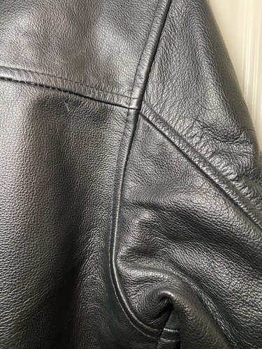 GAP Kids M Black Genuine Leather Jacket Zip Front Lined Coat VTG 2000 Y2K VG - Picture 6 of 14