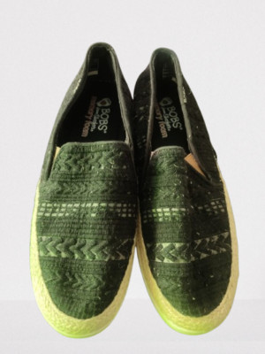 BOBS Black Slip-On Espadrille Shoes Casual Woven Fabric Desig- Hurry up discount