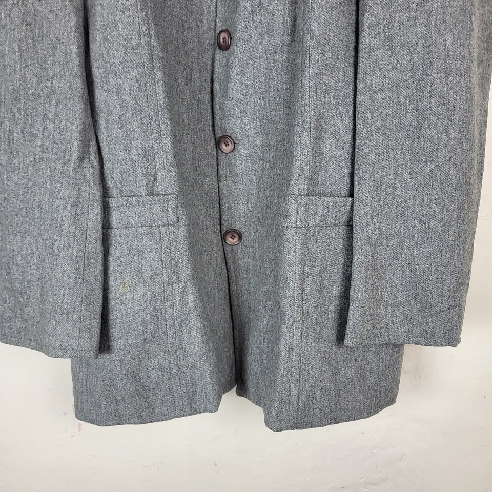 Linea Mens Large Wool Lightweight Formal Jacket Grey Woven Long Soft