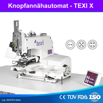 1-Nadel / 1-Faden Knopfannähautomat Texi X - AUFGEBAUT GELIEFERT + Gratis Ware