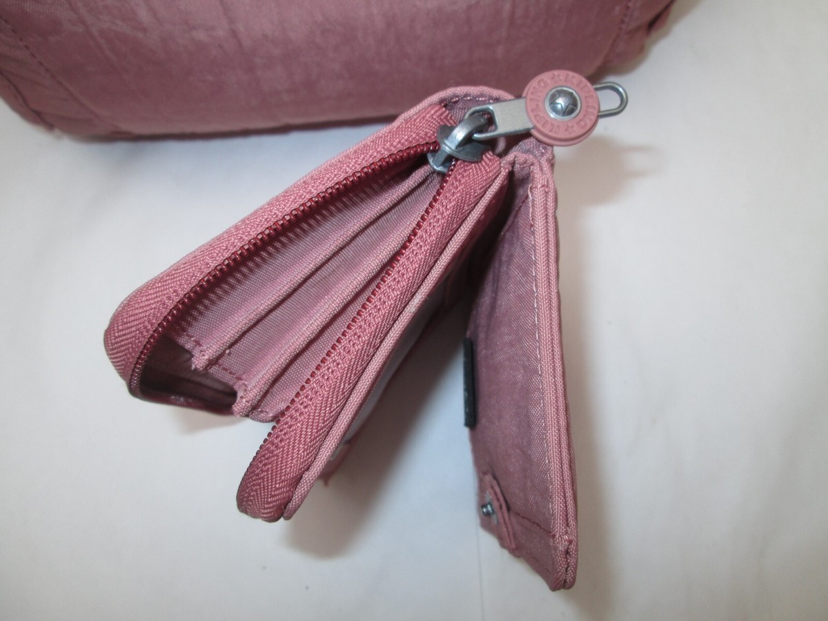 Sac Bandoulière Kipling Vintage + Portefeuille - Toile Vieux Rose - Occasion